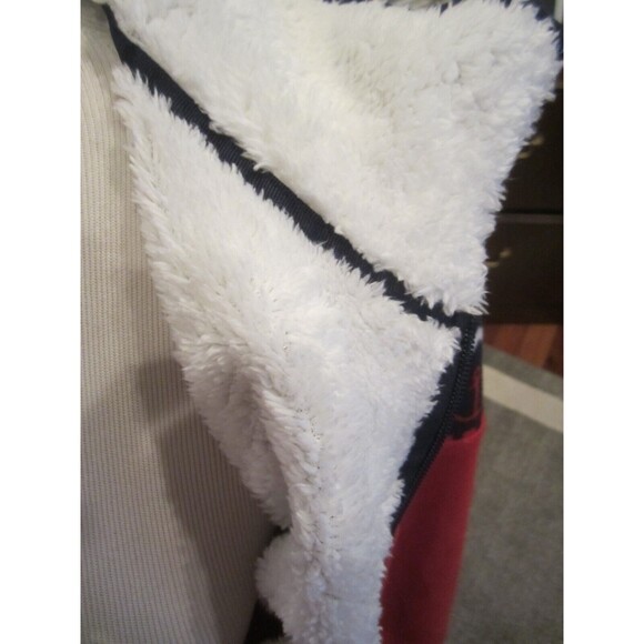 Nautica Red and Navy Fleece Zip Hoodie Sherpa Lined Accented w/ Anchors. Med - Picture 4 of 5